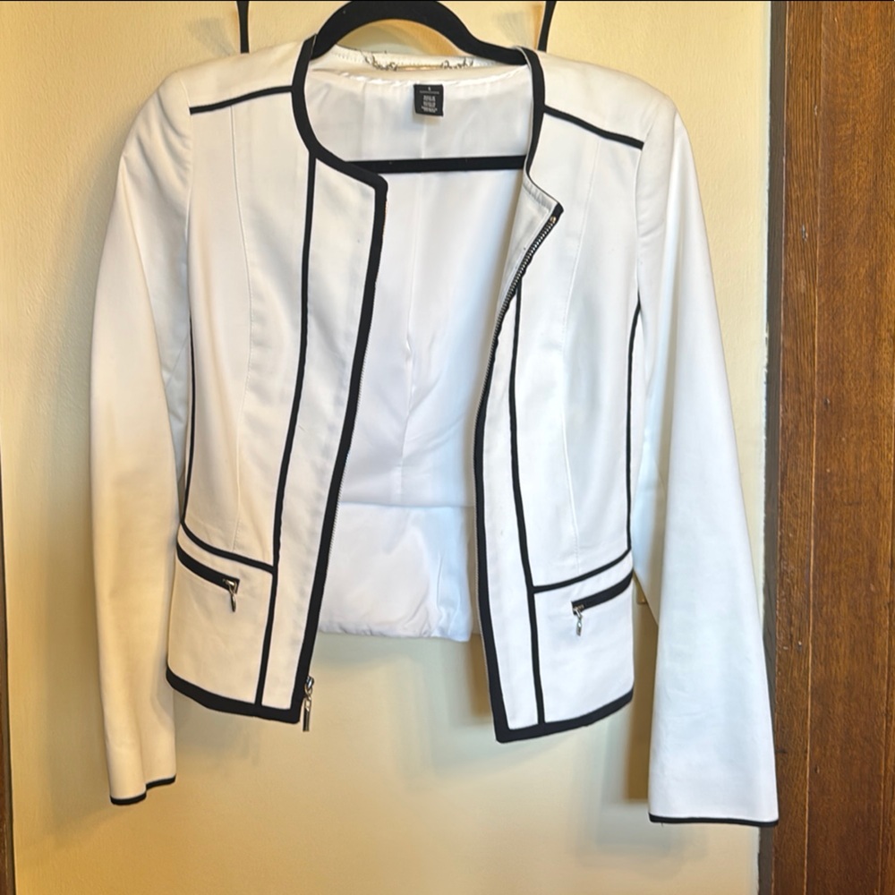 White Jacket with Black Trim